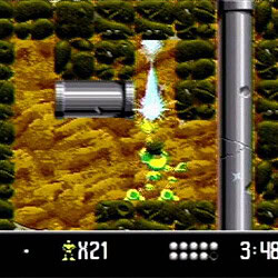 Retro 2D platformer game with pipes, fire, and collectibles.