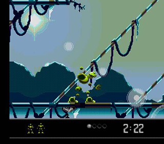 Pixel art game scene with characters and machinery in a futuristic setting.