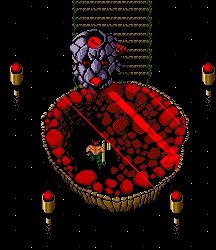 Dark Tower arcade game boss fight scene with pixel art graphics.