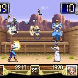 Arcade shooting game with cowboys and outlaws in Wild West setting.