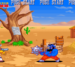 Wild West fighting game screenshot with cartoon characters.