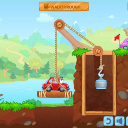Bridge Builder puzzle game with cars and physics challenge.