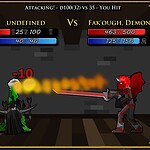 Demon character attacking with fire breath in fantasy RPG game screenshot.