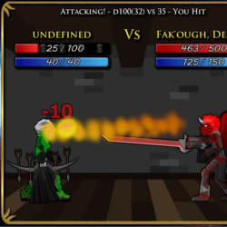 Demon character attacking with fire breath in fantasy RPG game screenshot.