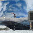 Rooftop Assassin game gameplay in a snowy mountain environment.