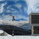 Rooftop Assassin game gameplay in a snowy mountain environment.