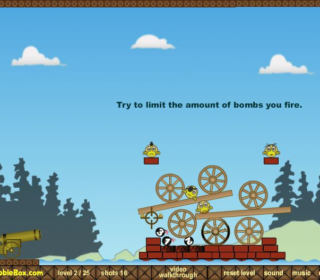 Explosive Cannon Defense Game with Moving Targets.