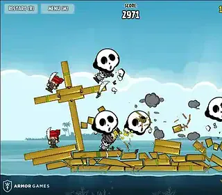 Skull Pirates Battle on Ship During Pirate Adventure 2D Game.