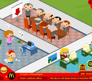 1. Office employees in a corporate meeting with heated discussions and presentation.