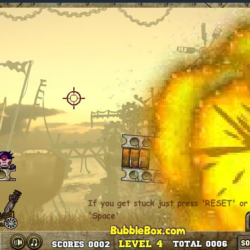 Explosive cartoon zombie game with shooting and blasting effects.