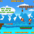 Slingshot artillery game with bouncing projectiles and obstacles.