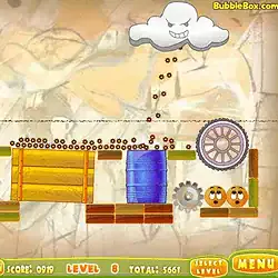 Cloud and gears bouncing game in a colorful puzzle setting.