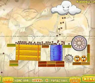 Cloud and gears bouncing game in a colorful puzzle setting.