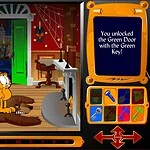 Unlocking the green door in minigames.pro haunted house escape game.