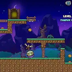 Pumpkin head level 7 spooky Halloween-themed adventure in a haunted graveyard setting in Minigames.pro.