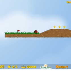 Ball rolling through level 1 in mini golf game on minigames.pro.