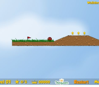 Ball rolling through level 1 in mini golf game on minigames.pro.