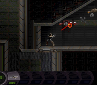 Alt text: Classic Metal Gear Solid game scene featuring snake shooting enemies in pixel art style.