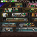 Futuristic underground shelter game scene.