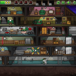 סצנת משחק של מקלט תת-קרקעי עתידני.