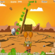 1. Cactus shooting game with desert background and sunny sky.
