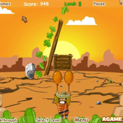 1. Cactus shooting game with desert background and sunny sky.