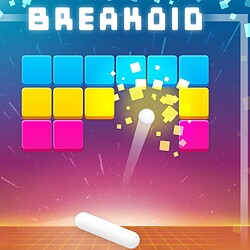 1. Colorful Breakout game with bouncing ball and bouncing bricks.