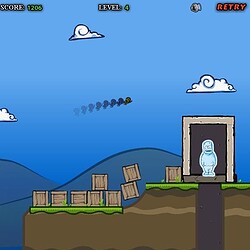 Explosive snowball fight game with strategic aiming and targeting.