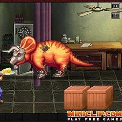 Giant Dinosaur vs Man Street Fight - Classic Retro Arcade Gameplay.