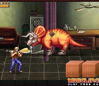Giant Dinosaur vs Man Street Fight - Classic Retro Arcade Gameplay.