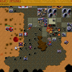 לוחמה אינטנסיבית בסצנת שדה הקרב המדברי של הרס הרקונן.