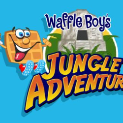 Waffle Boy's Jungle Adventure logo with character and jungle background.