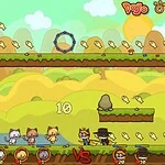 Colorful Cartoon Fish and Cat Characters in a Fun Underwater and Land Adventure Game.