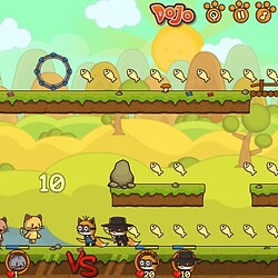 Colorful Cartoon Fish and Cat Characters in a Fun Underwater and Land Adventure Game.