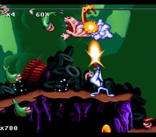 Explosive Boss Fight in Classic Cartoon Game.