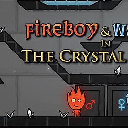 Small fireboy and watergirl characters in a temple game scene.