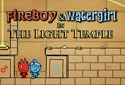Colorful Fireboy and Watergirl characters in The Light Temple puzzle game.