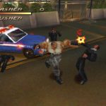 Engaging scene from Grand Theft Auto, showcasing police chase and street fight action.