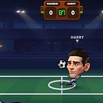 משחק בעיטות עונשין בכדורגל פנטזיה עם שחקנים מונפשים וכדור.