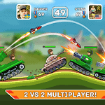 Tank battle game with multiplayer action and strategic combat. Engage in intense 2v2 battles with tanks and weapons.