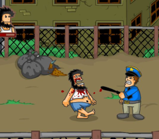 Silly Street Fight: Crazy Cartoon Brawl with a Police Officer and Villain.