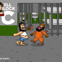 Haunted Jail Cells Escape Game featuring pixel art characters and prison environment.