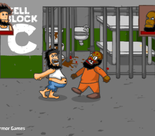 Haunted Jail Cells Escape Game featuring pixel art characters and prison environment.