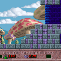 Adventurous mushroom character in a vibrant pixel art platformer game.