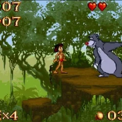 Colorful Jungle Adventure game scene with main character and friendly monster.