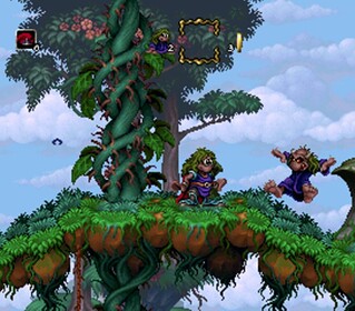 Cute cartoon jungle scene with mischievous monkeys swinging on trees.