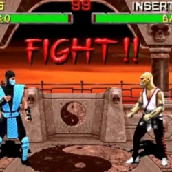 1. Classic Mortal Kombat game screenshot with fighters in combat.