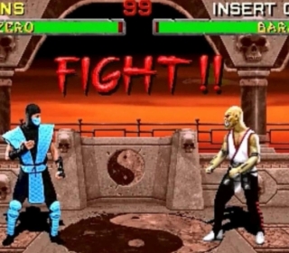 1. Classic Mortal Kombat game screenshot with fighters in combat.