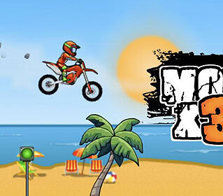 High-speed motocross stunt game, exciting jumps and tricks at the beach.