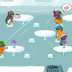 Adorable penguins navigate icy terrain and rescue friends in Penguin Rescue game.